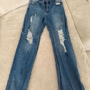 Fashion Nova Straight Leg Jeans - Light Blue